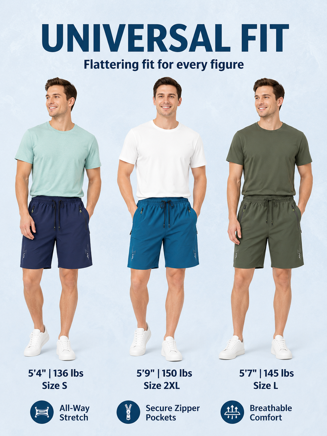 Men's Drawstring Shorts with Zipper Pockets