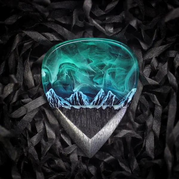 Northern Lights Resin Matching Heart Pendant