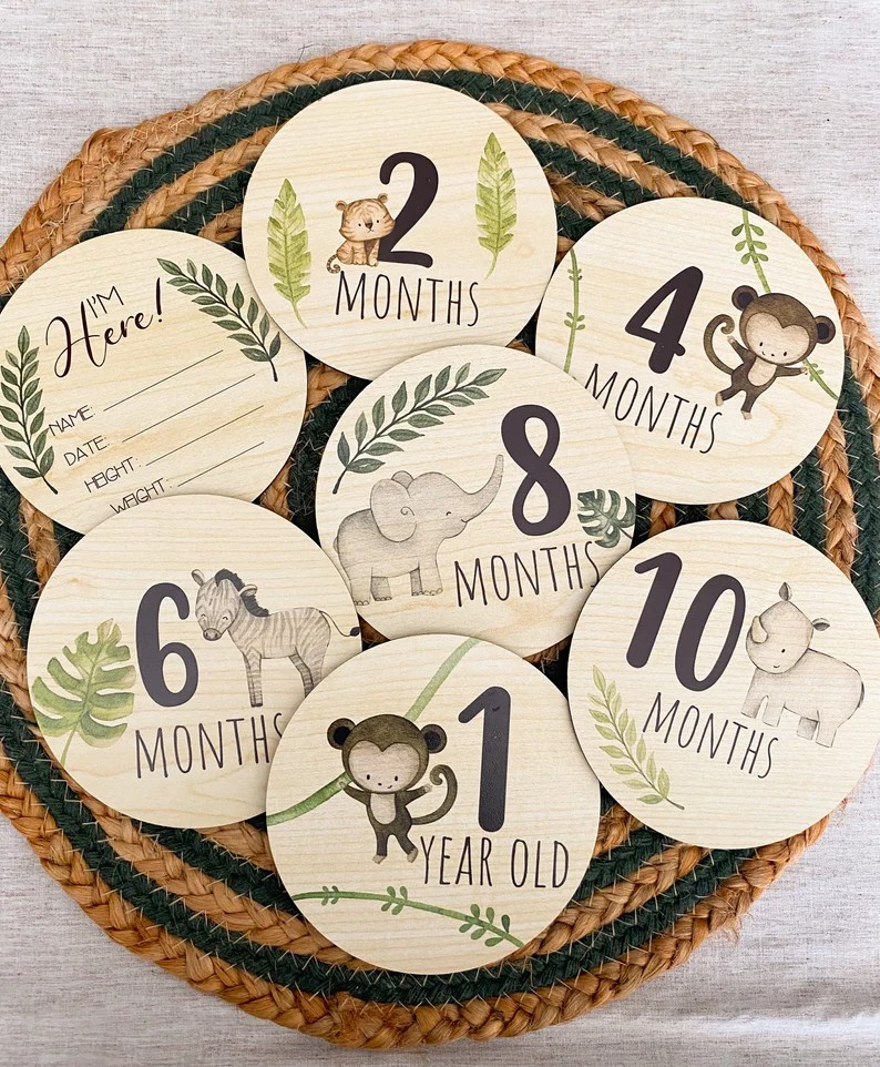 Hello World Monthly Milestone Cards-Newborn Baby Gift