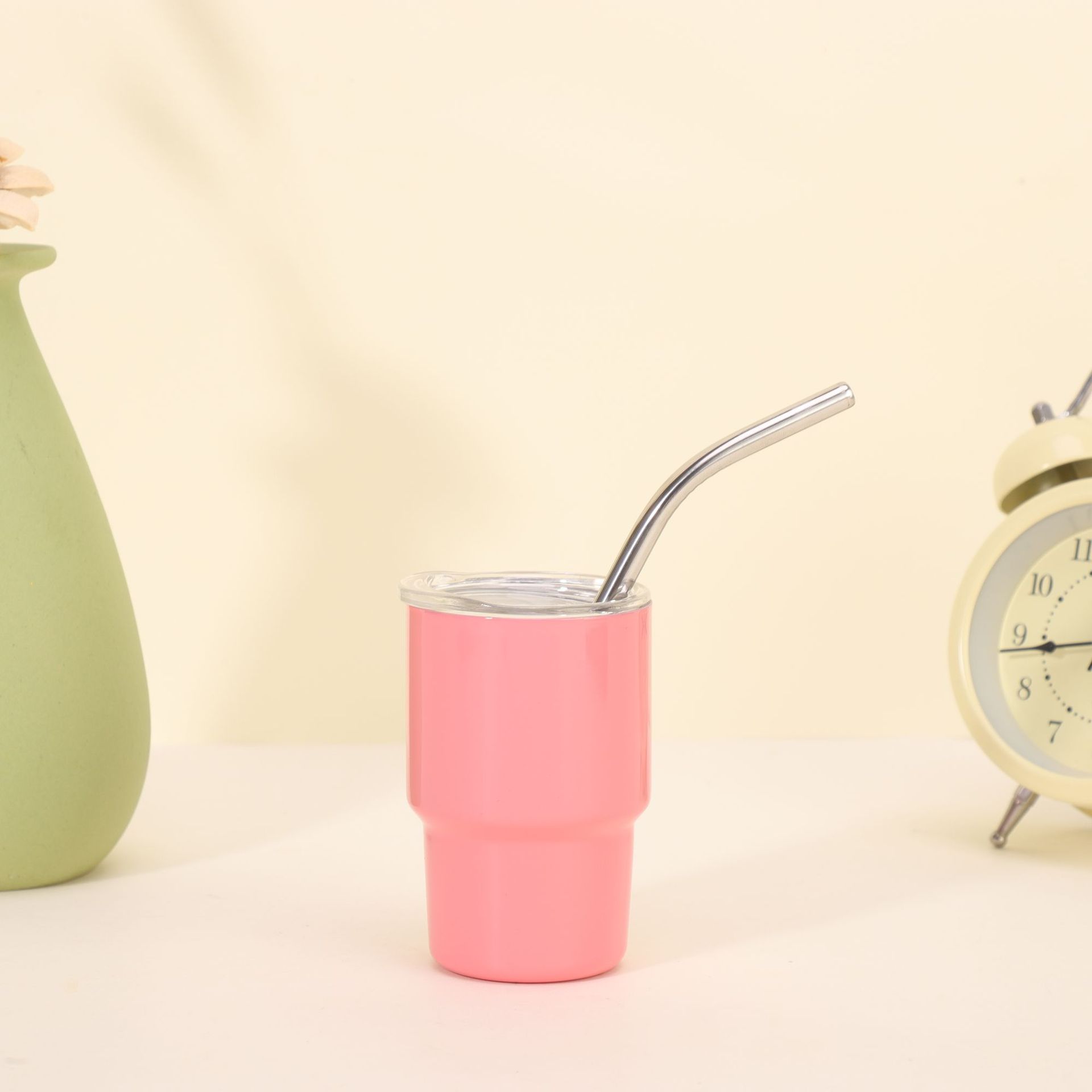 💖Cute 3oz Mini Stainless Steel Car Cups With Straw and Lid