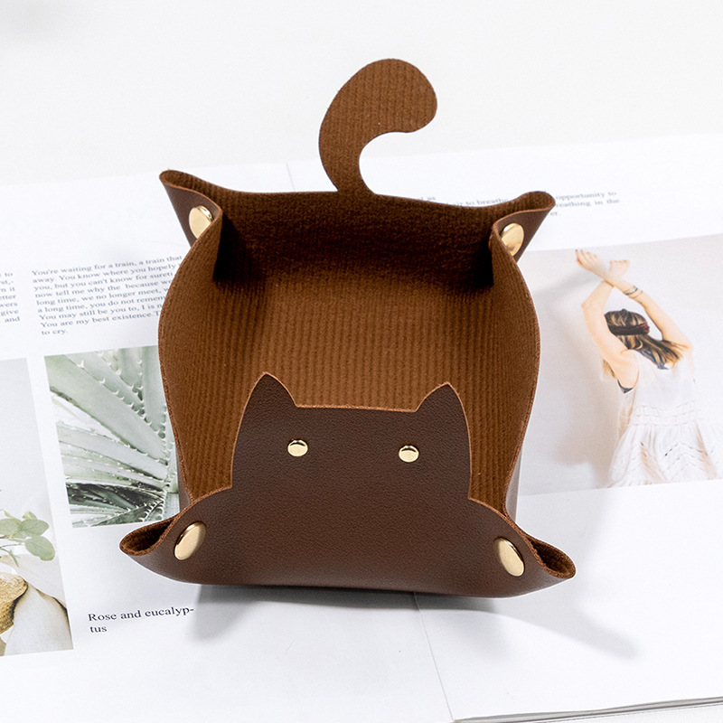 Cat Leather Storage Tray/Dice Tray