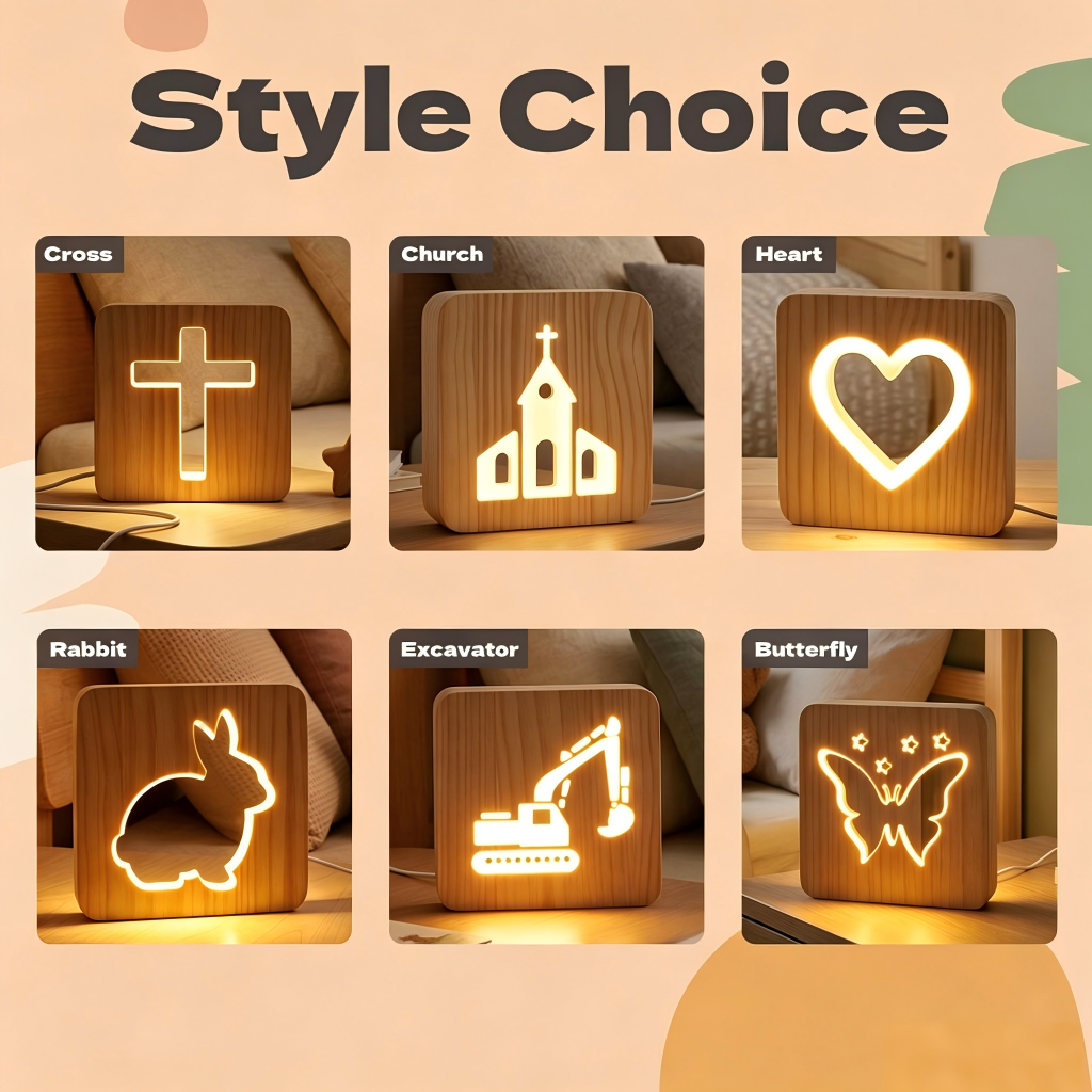 Personalized Wooden Night Light , Gift for Daughter, Baby Shower Gift, Baby Girl Birthday Gift, LED Night Light, Nursery Decor Gift
