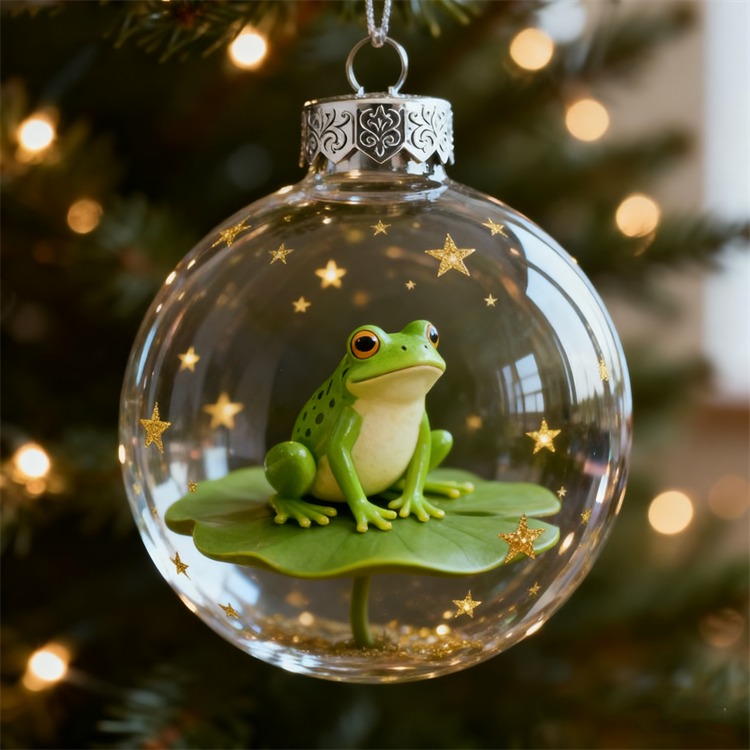 🐸🎄 Frog Christmas Ornament Set