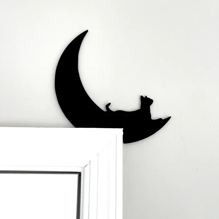 Halloween Black Cat Door Corner Sign Decoration