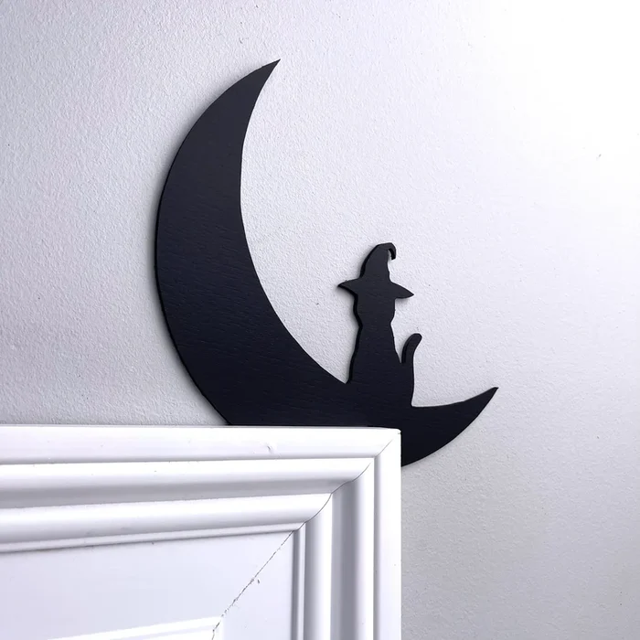 Halloween Black Cat Door Corner Sign Decoration