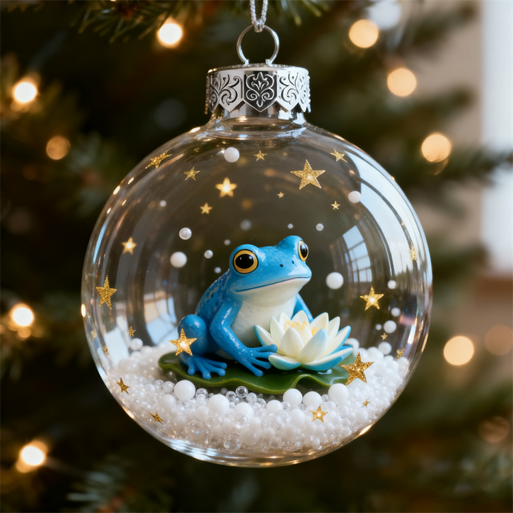 🐸🎄 Frog Christmas Ornament Set