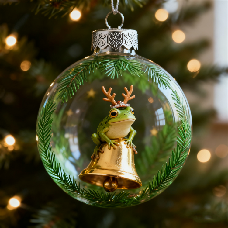 🐸🎄 Frog Christmas Ornament Set