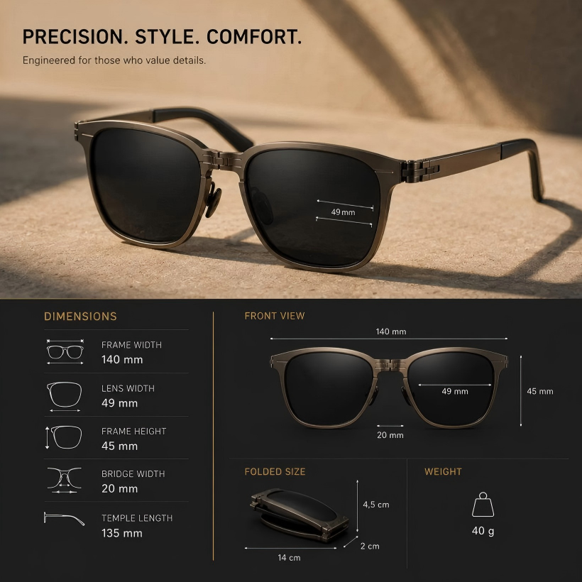 Ultra Slim Foldable Polarized Metal Square Sunglasses | Portable Travel Pocket Sunnies For Men & Women