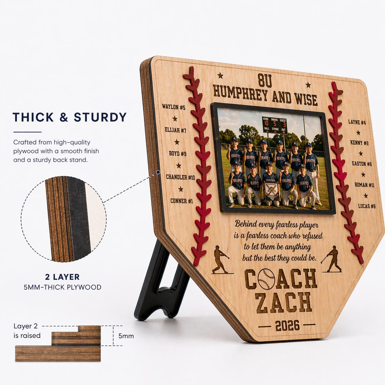Personalized Baseball Home Plate Sign with Photo, Baseball Coach Gift