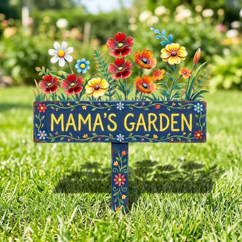 Personalized Mama Your Sign: Metal Floral Garden Stake