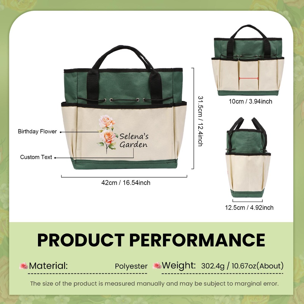 Custom Garden Tote Bag with Tools,Personalized Garden Tote