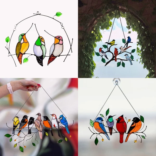 Birds Stained Glass Window Hangings