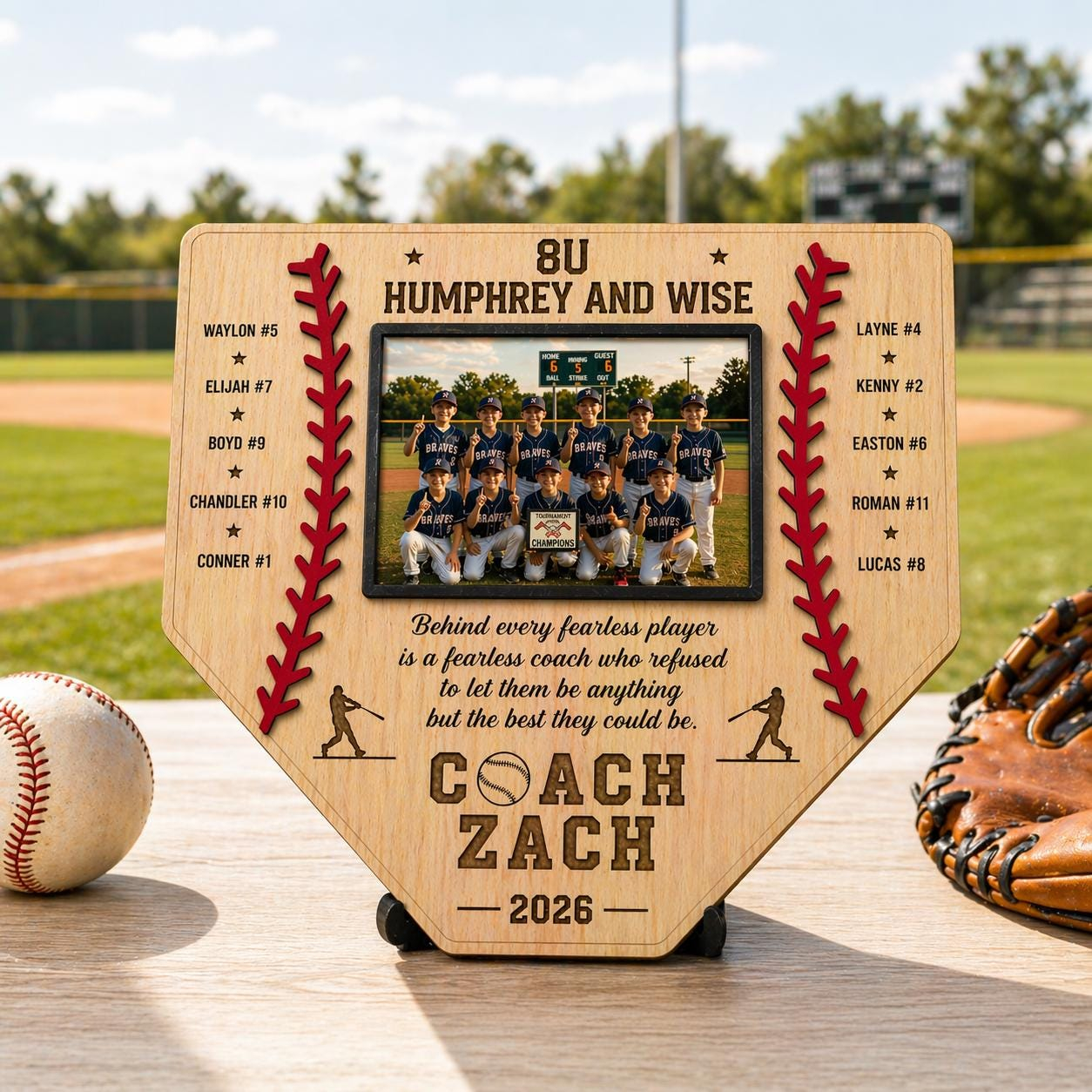 Personalized Baseball Home Plate Sign with Photo, Baseball Coach Gift