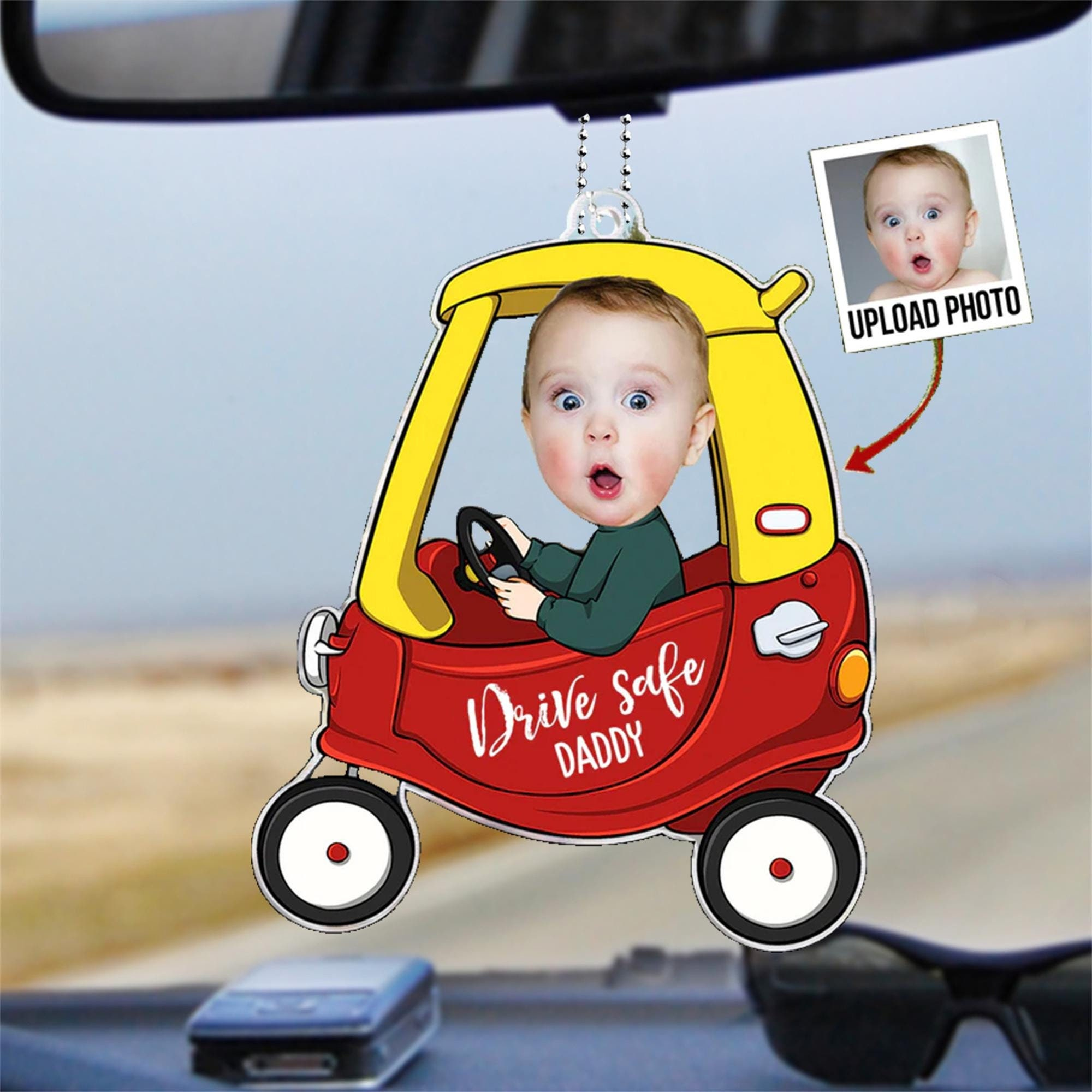 🔥Father's Day Pre Sale - Personalized Acrylic Car Hanger, Drive Safe Daddy Acrylic Car Hanging