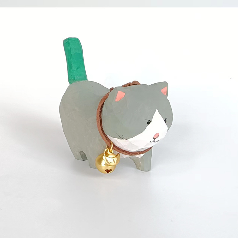 HOT SALE🔥Handmade Wooden Cat Ornament With Bell-Cute Gift🔔