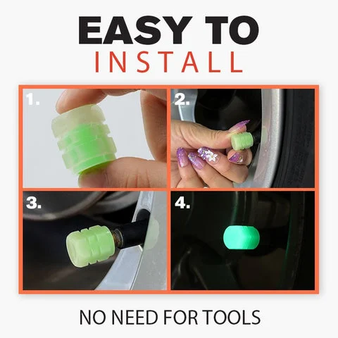 😎Cool Fluorescent Tire Valve Caps-Be the King in the Dark⚡