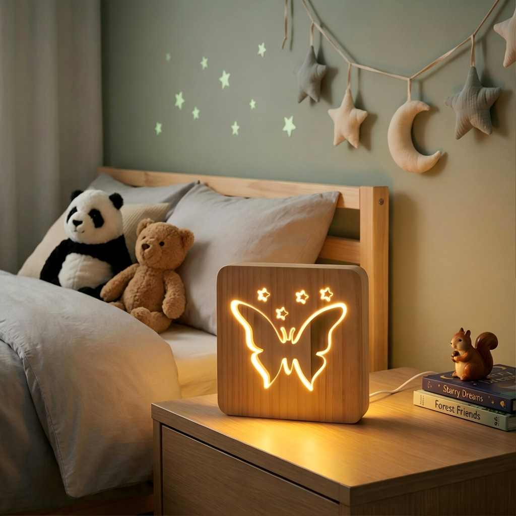 Personalized Wooden Night Light , Gift for Daughter, Baby Shower Gift, Baby Girl Birthday Gift, LED Night Light, Nursery Decor Gift