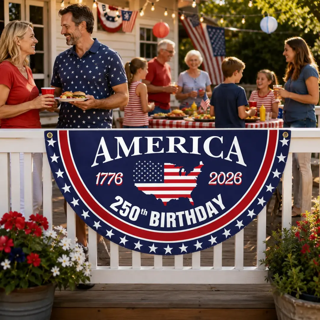 America 250th Birthday Semicircular Flag