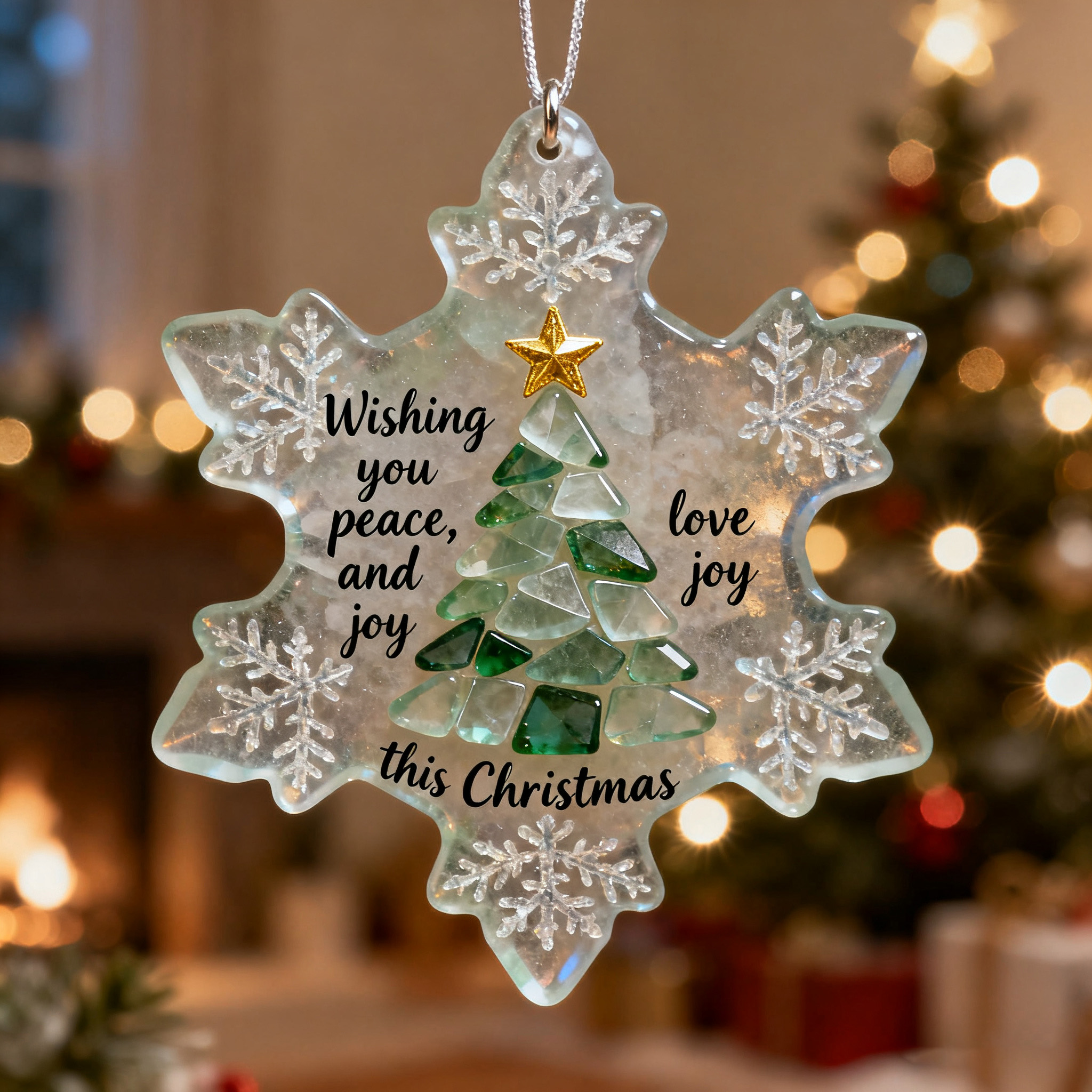 🌊❄️ Sea Glass Snowflake Ornament
