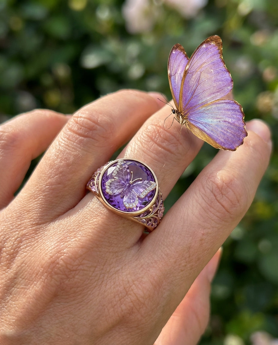 Love Butterfly - Personalized Butterfly Signet Ring