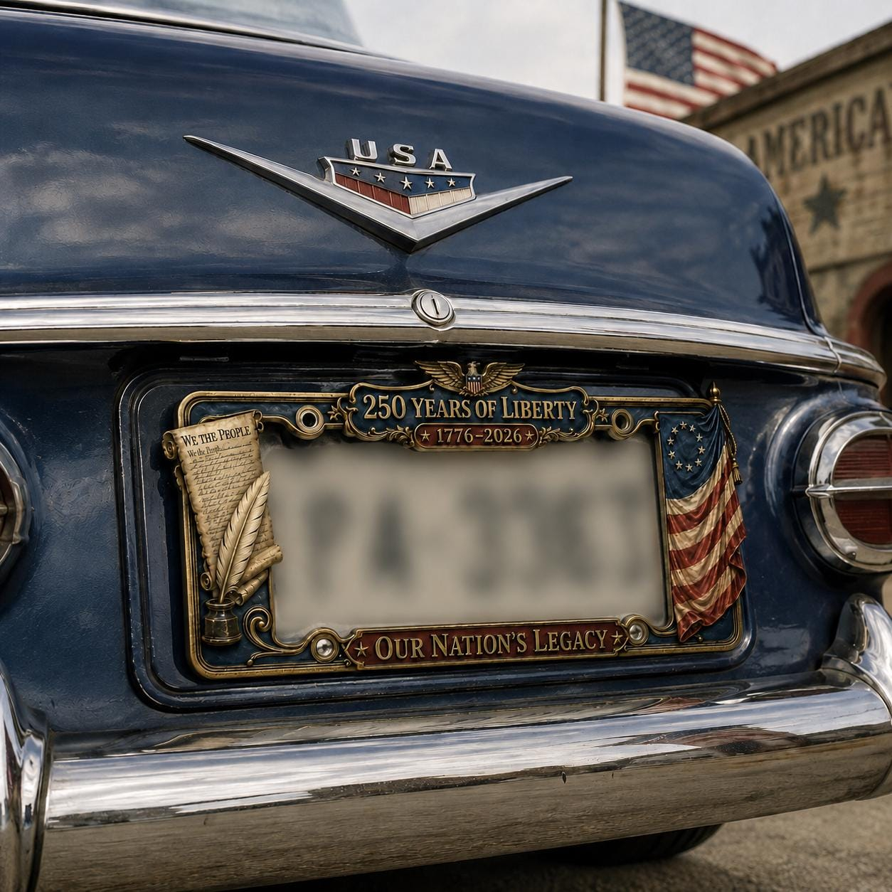 250th Anniversary Metal License Plate Frame, American Independence Day Car Decor 