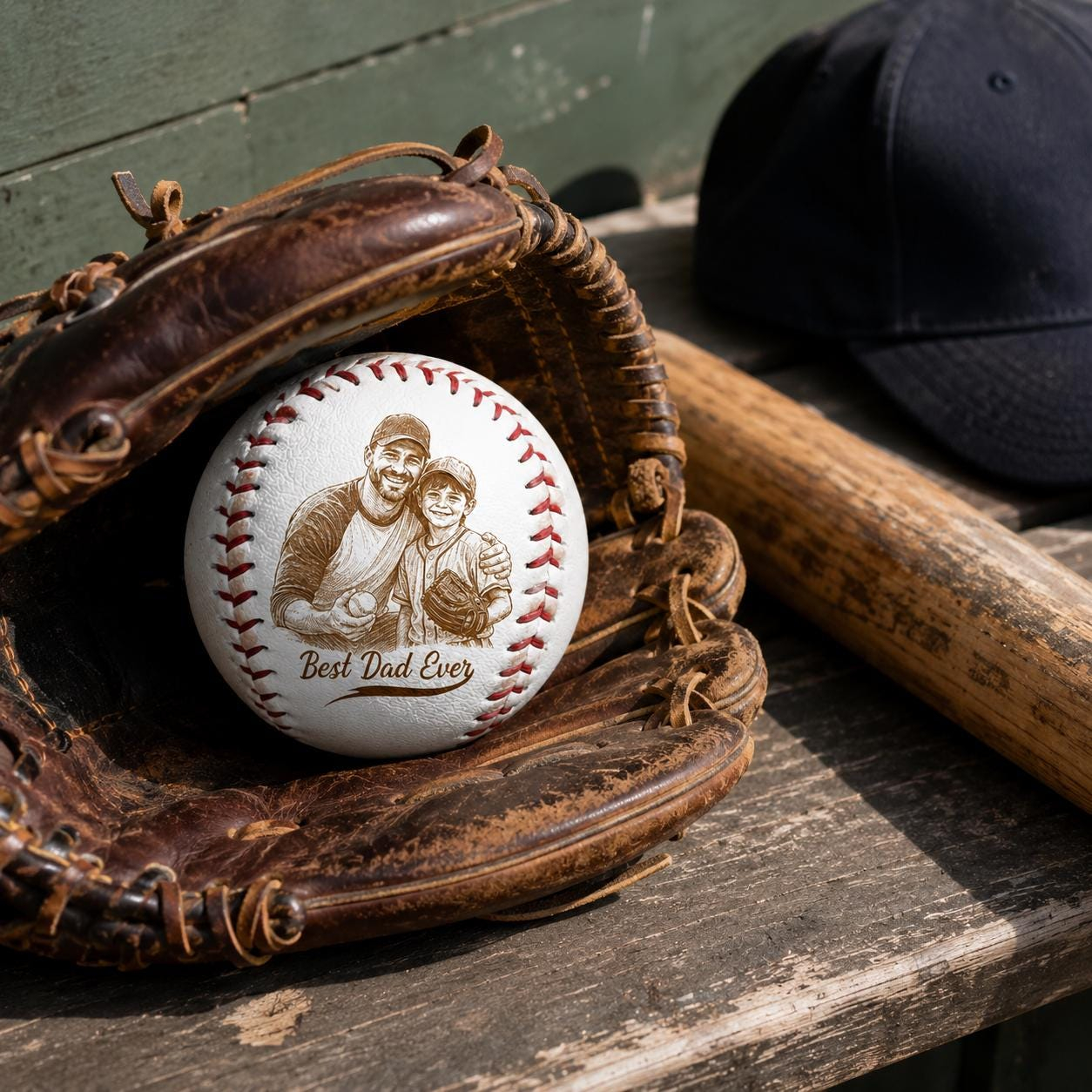 Personalized Fathers Day Gifts for Dad - Engrave Your Favorite Photo on Baseball Balls