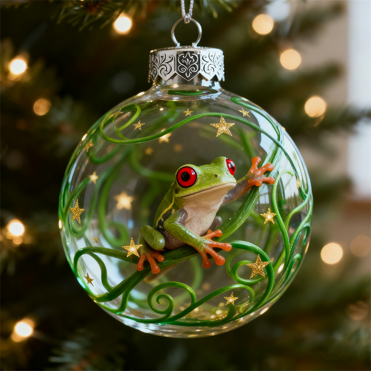 🐸🎄 Frog Christmas Ornament Set