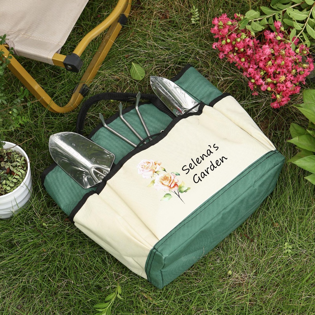 Custom Garden Tote Bag with Tools,Personalized Garden Tote
