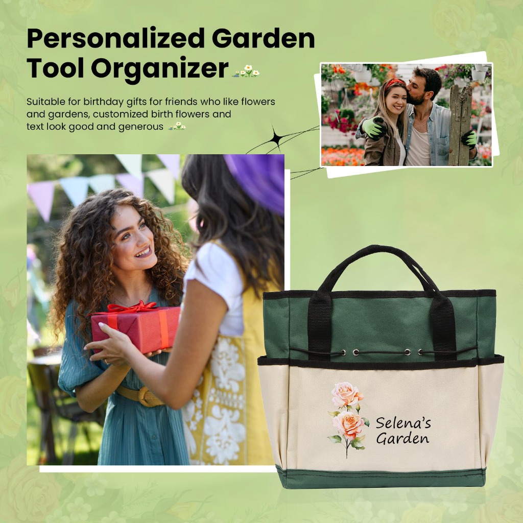 Custom Garden Tote Bag with Tools,Personalized Garden Tote