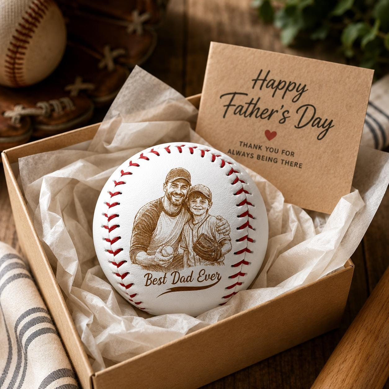 Personalized Fathers Day Gifts for Dad - Engrave Your Favorite Photo on Baseball Balls
