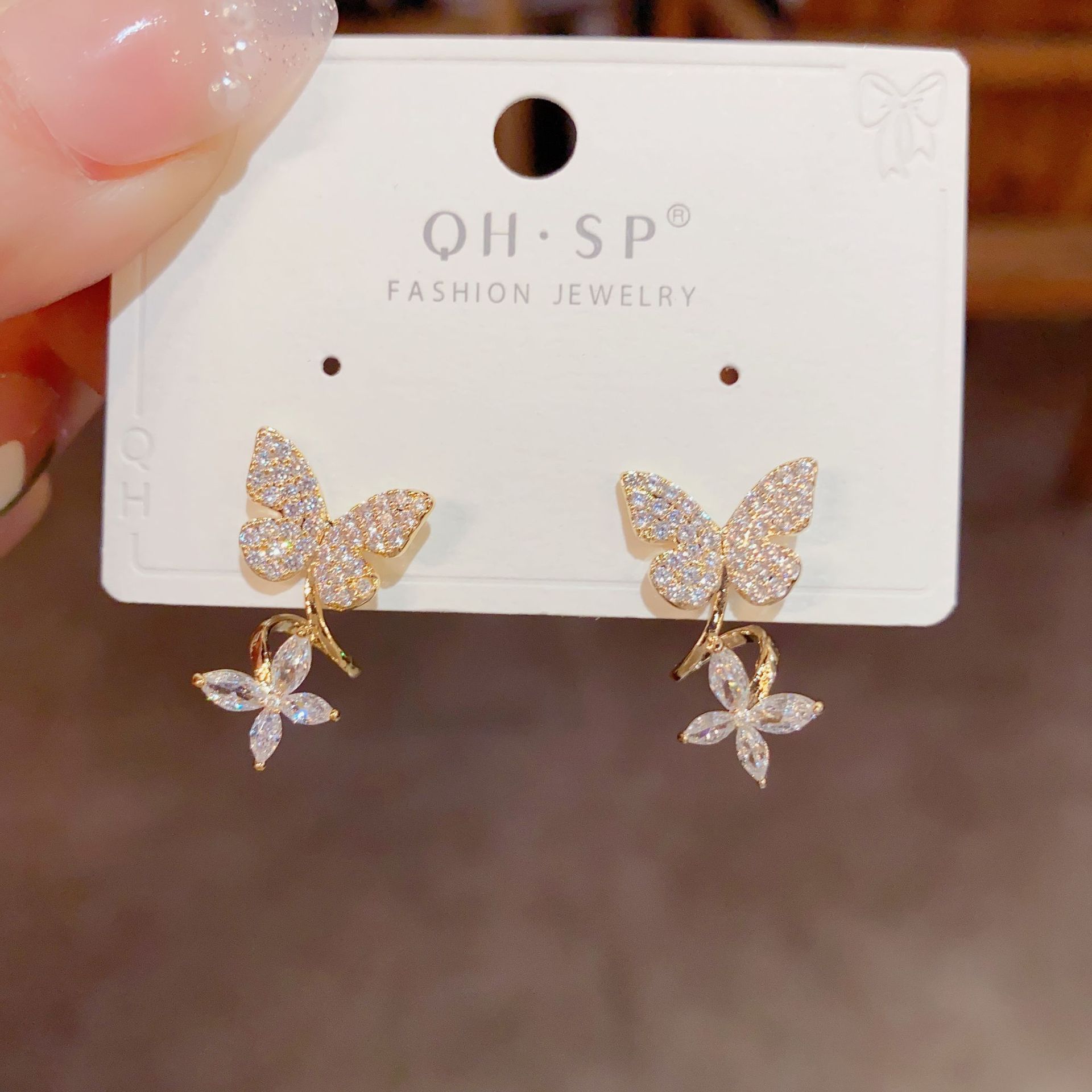 🎄Christmas Hot Sale🎁Butterfly Zircon Stud Earrings