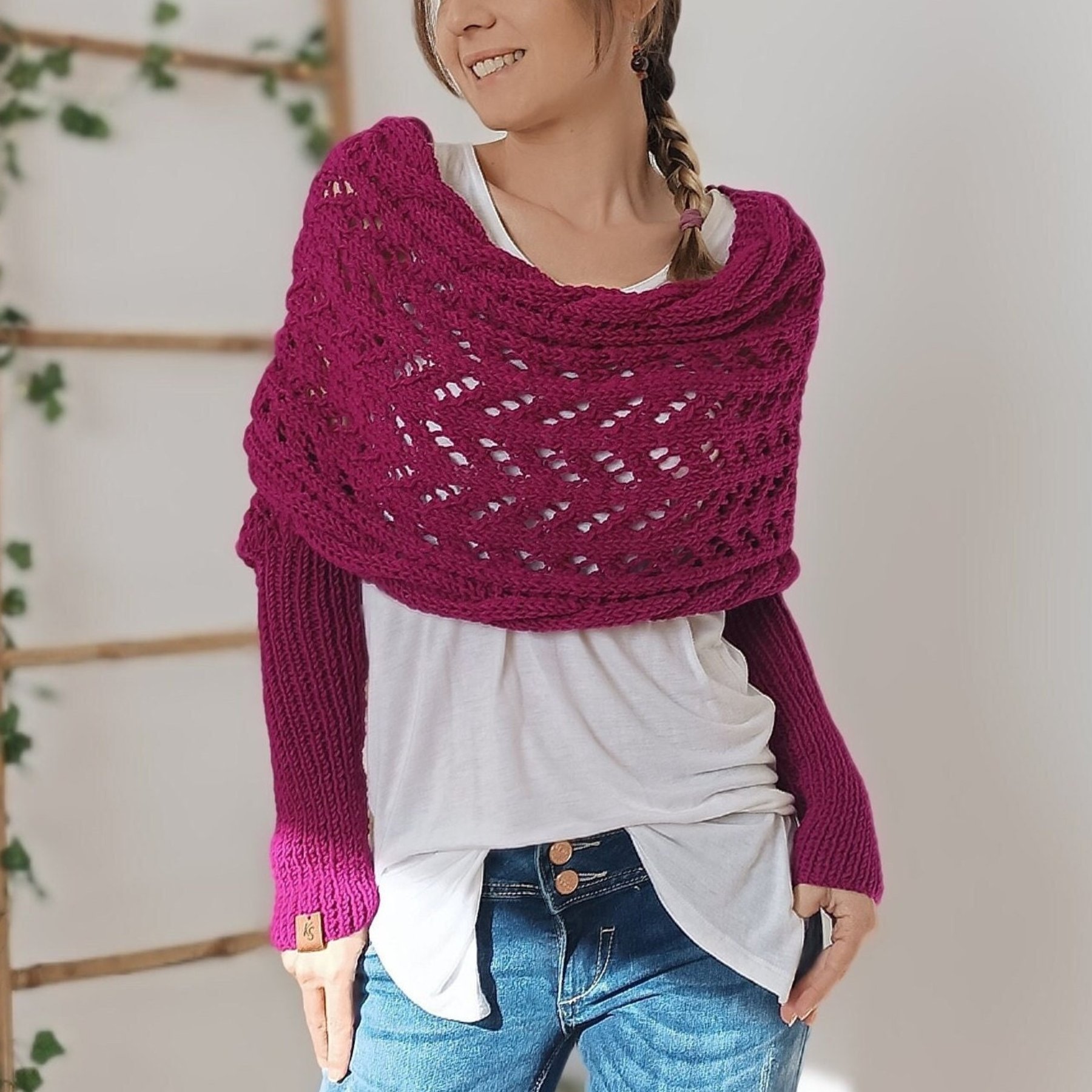 ❄🔥Christmas Sale 50% Off-🧶Women's Knitted Double Sleeve Scarf🧣
