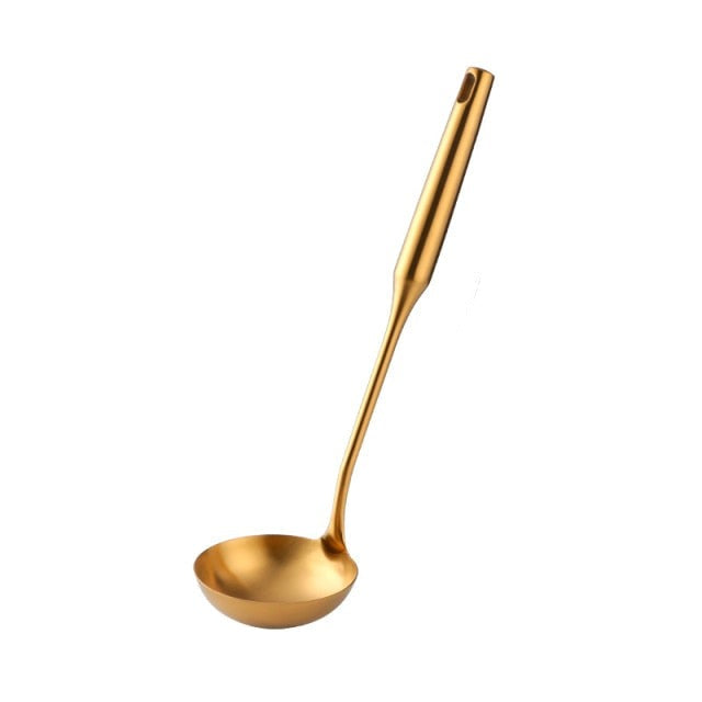 Stainless Steel Long Handle Kitchen Set Gold Cooking Utensils Set