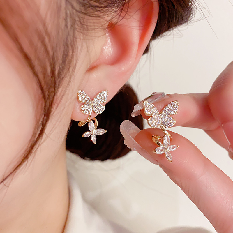 🎄Christmas Hot Sale🎁Butterfly Zircon Stud Earrings