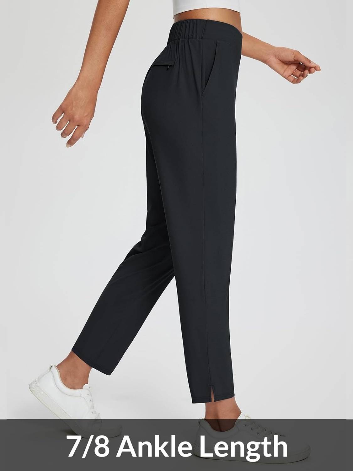 Womens Travel Pants Lightweight Anklle Dresss Pants With Zipper Pockets Summer UPF50