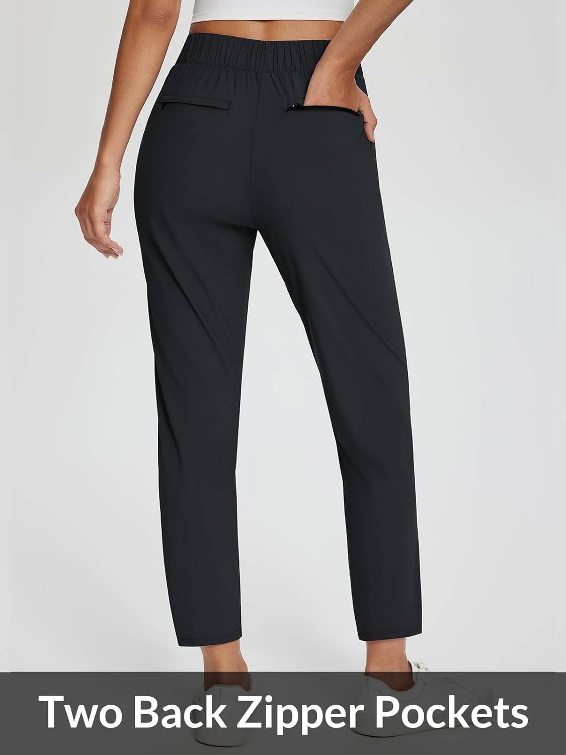 Womens Travel Pants Lightweight Anklle Dresss Pants With Zipper Pockets Summer UPF50