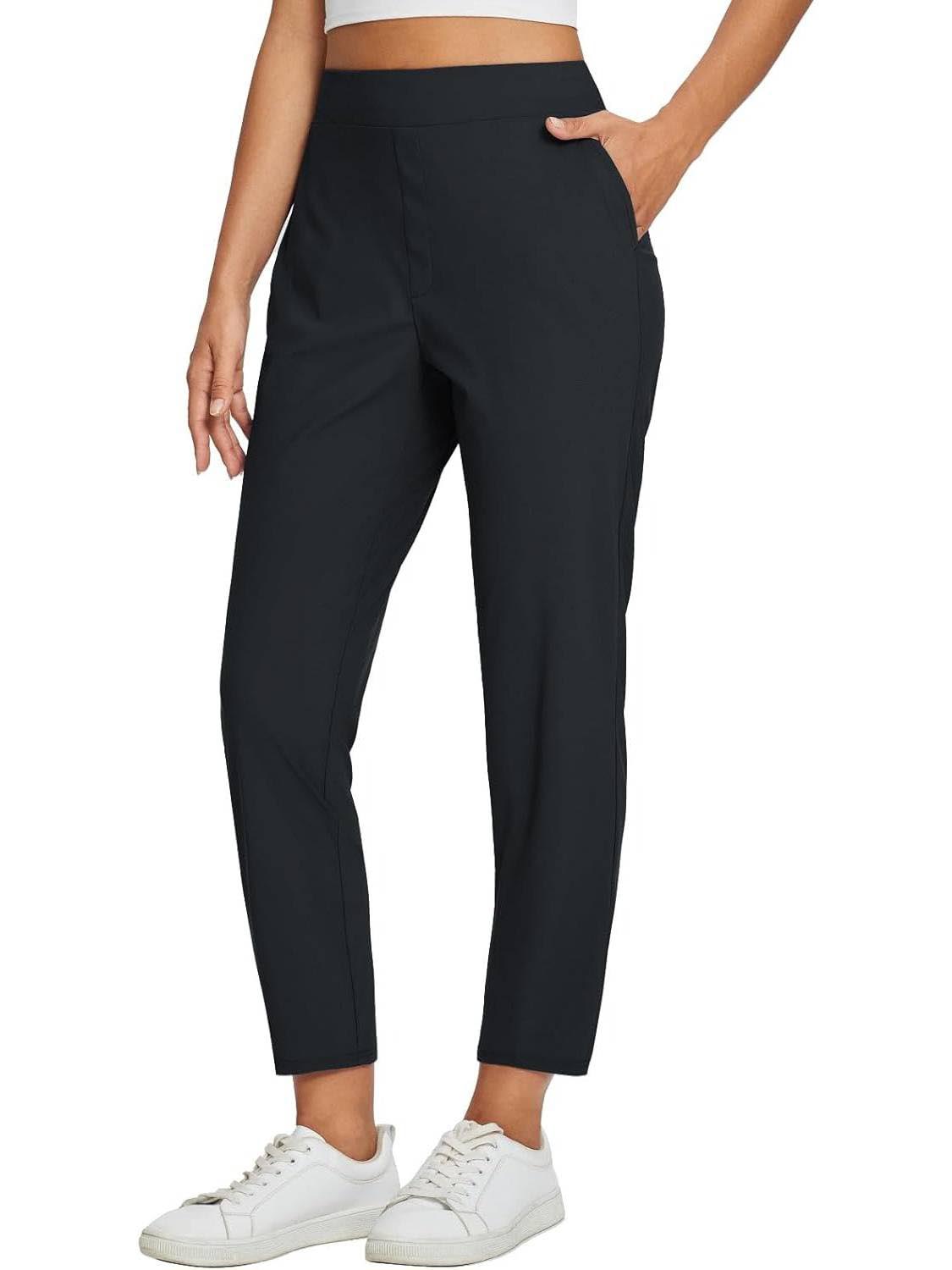 Womens Travel Pants Lightweight Anklle Dresss Pants With Zipper Pockets Summer UPF50