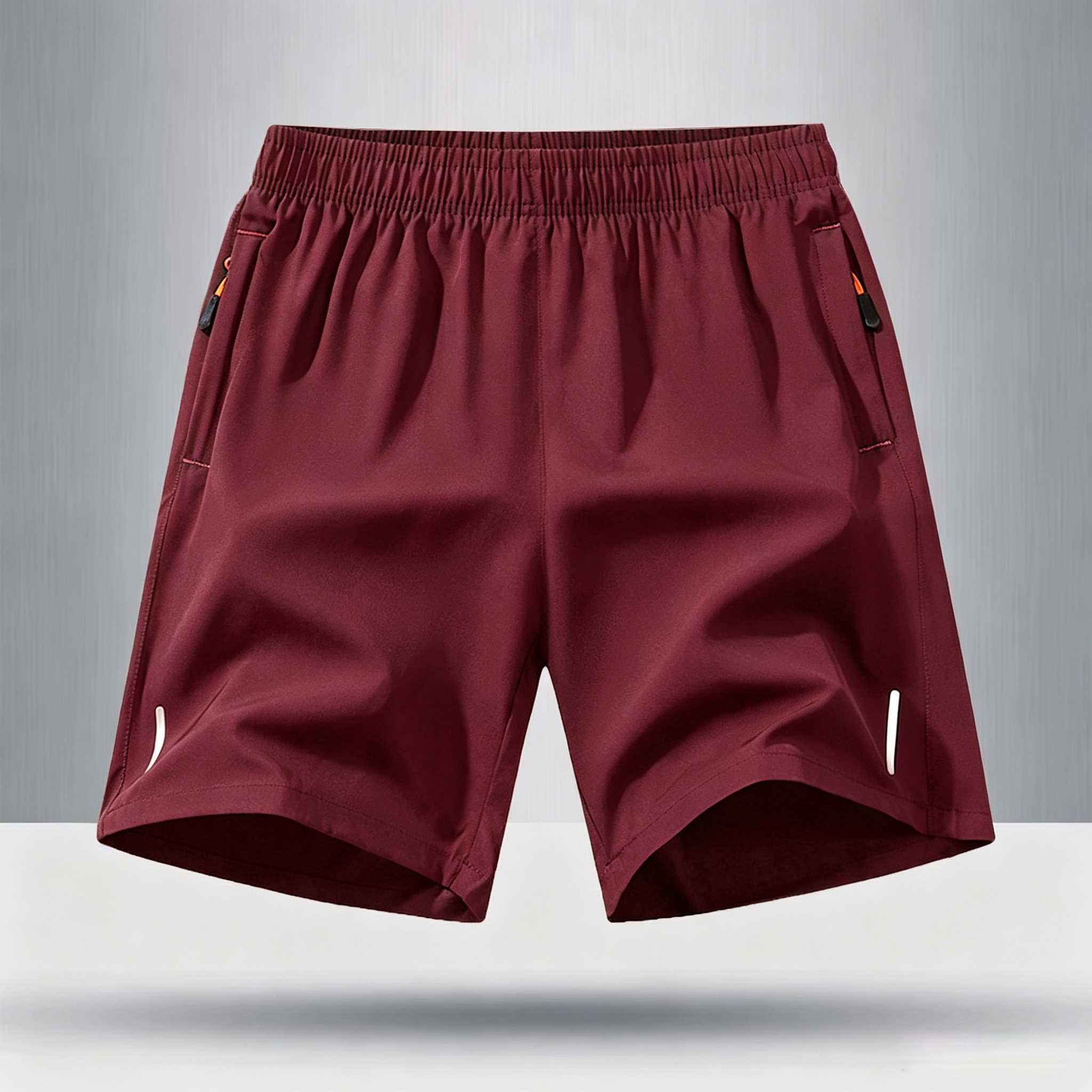 Men’s Breathable Solid-color Shorts with Zippered Pockets 