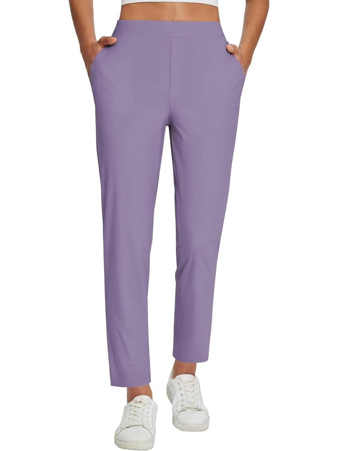 Womens Travel Pants Lightweight Anklle Dresss Pants With Zipper Pockets Summer UPF50