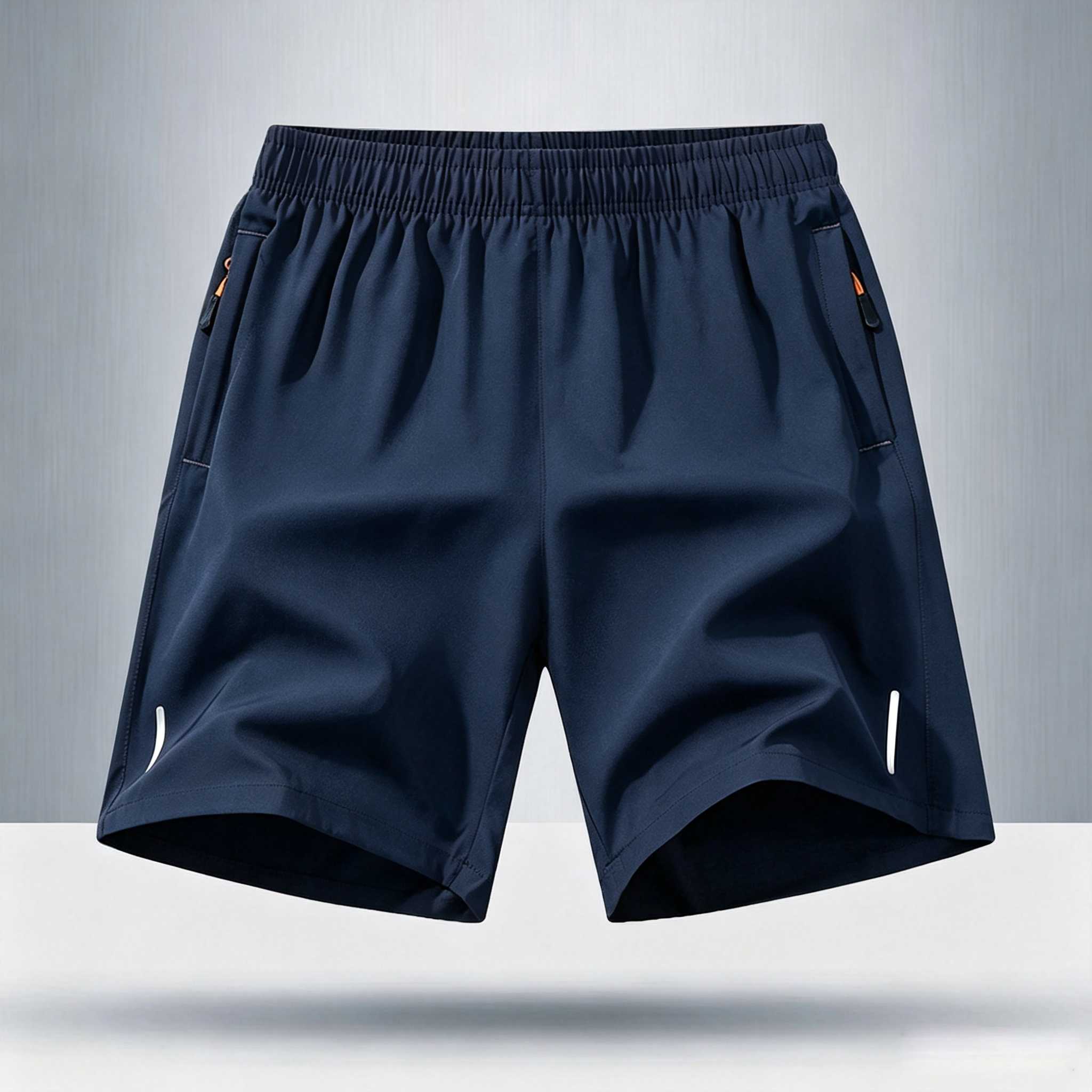 Men’s Breathable Solid-color Shorts with Zippered Pockets 