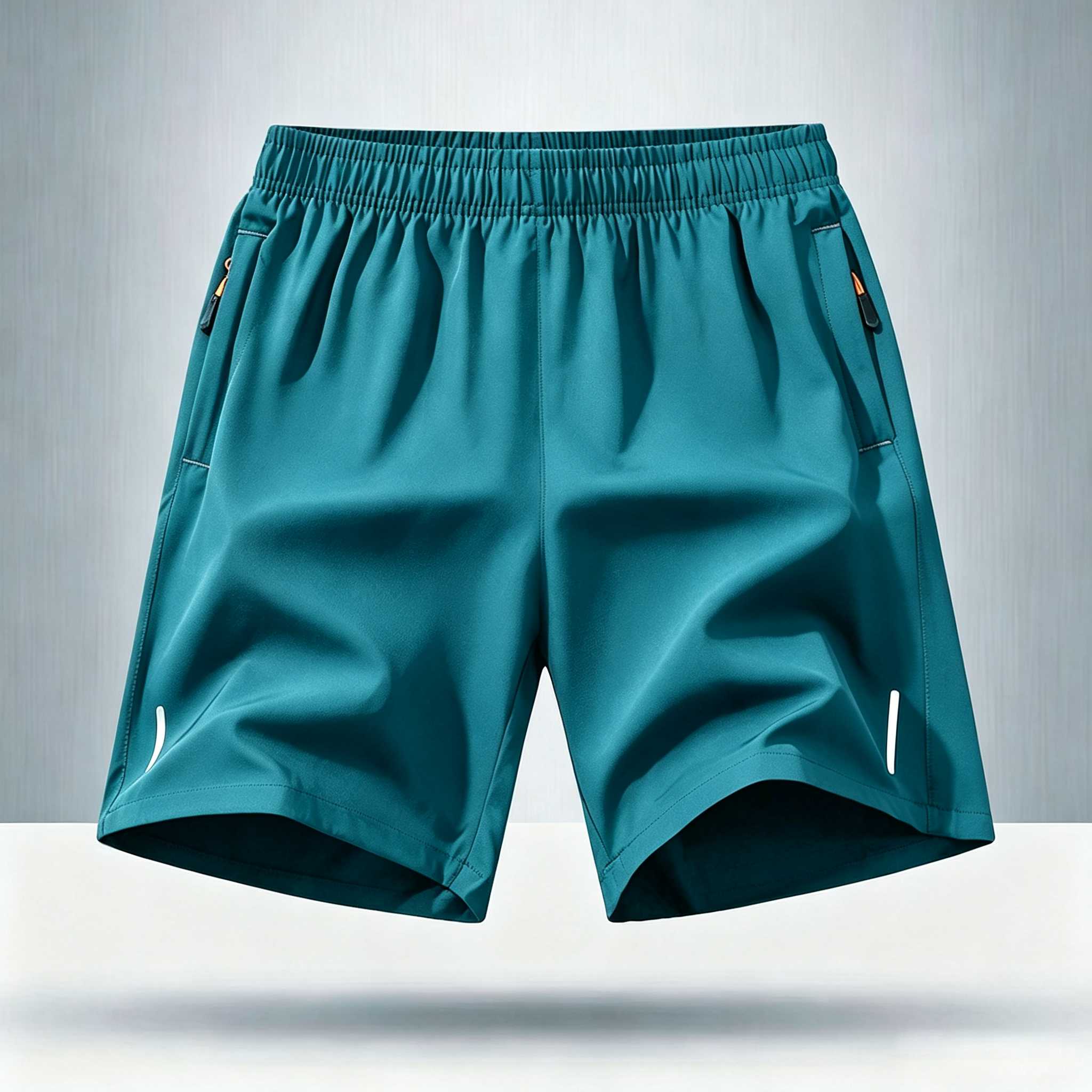 Men’s Breathable Solid-color Shorts with Zippered Pockets 