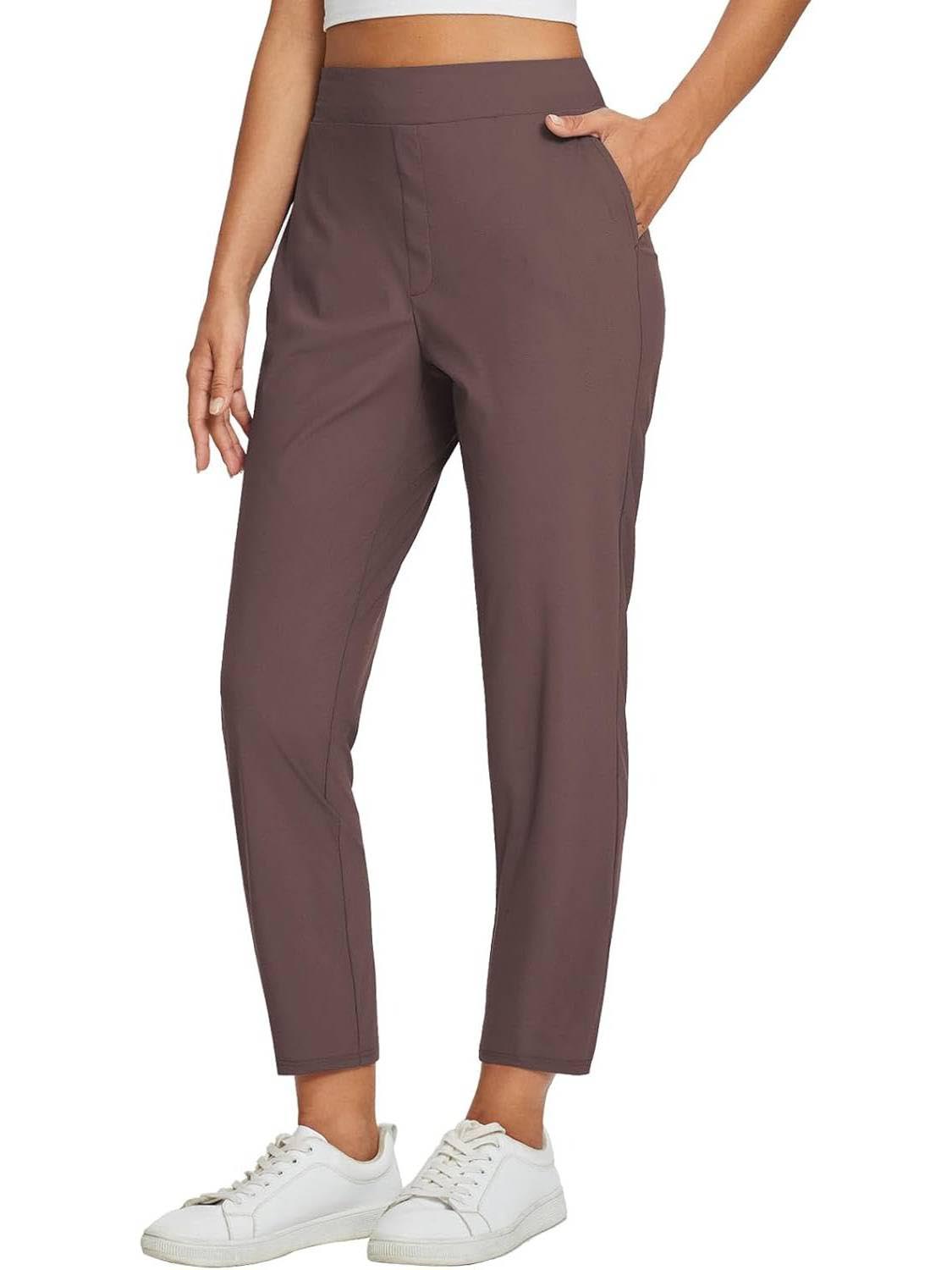 Womens Travel Pants Lightweight Anklle Dresss Pants With Zipper Pockets Summer UPF50