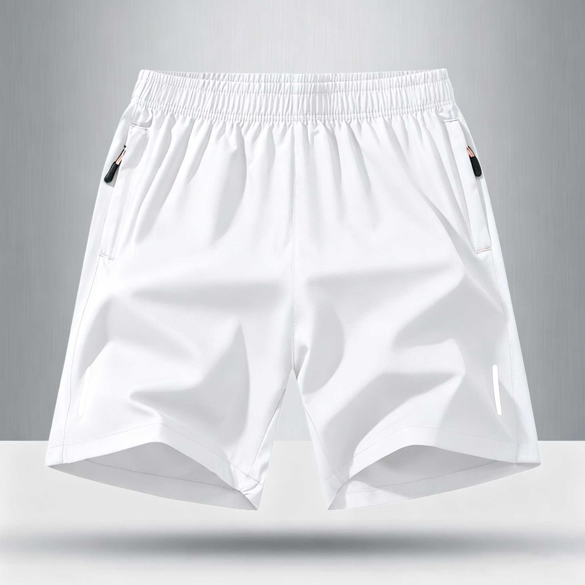 Men’s Breathable Solid-color Shorts with Zippered Pockets 