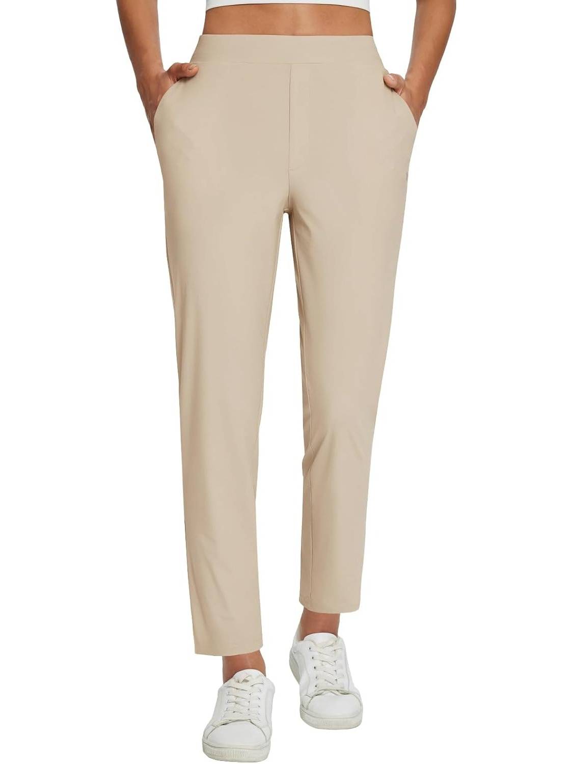 Womens Travel Pants Lightweight Anklle Dresss Pants With Zipper Pockets Summer UPF50