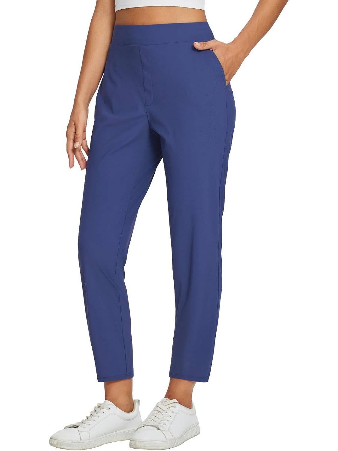 Womens Travel Pants Lightweight Anklle Dresss Pants With Zipper Pockets Summer UPF50