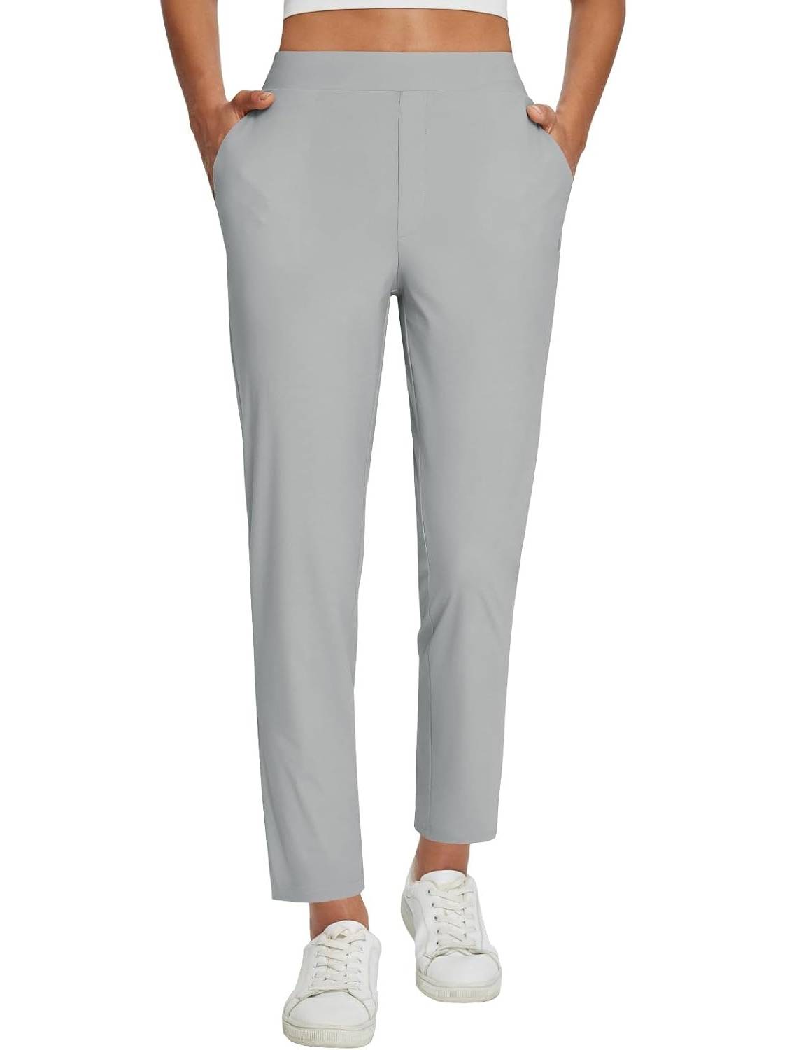 Womens Travel Pants Lightweight Anklle Dresss Pants With Zipper Pockets Summer UPF50