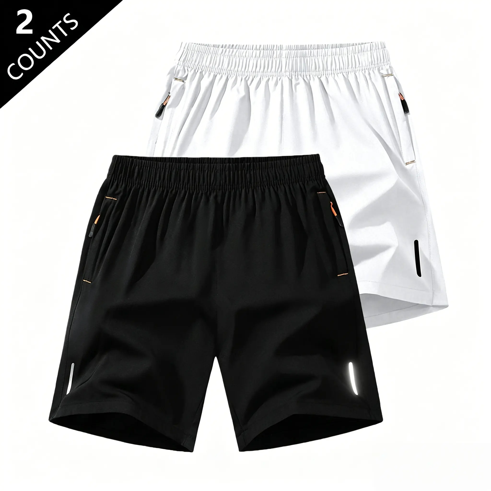 Men’s Breathable Solid-color Shorts with Zippered Pockets 