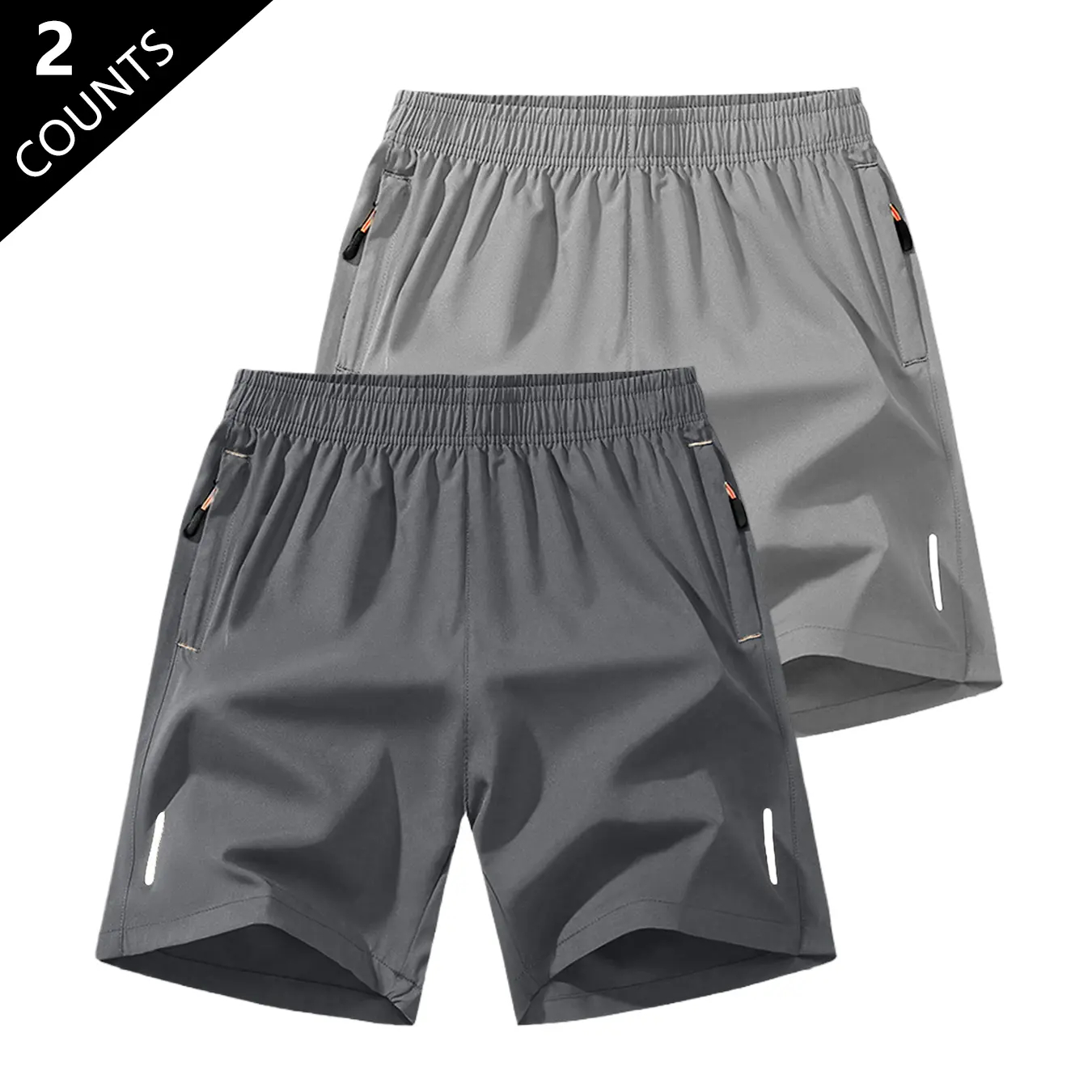 Men’s Breathable Solid-color Shorts with Zippered Pockets 