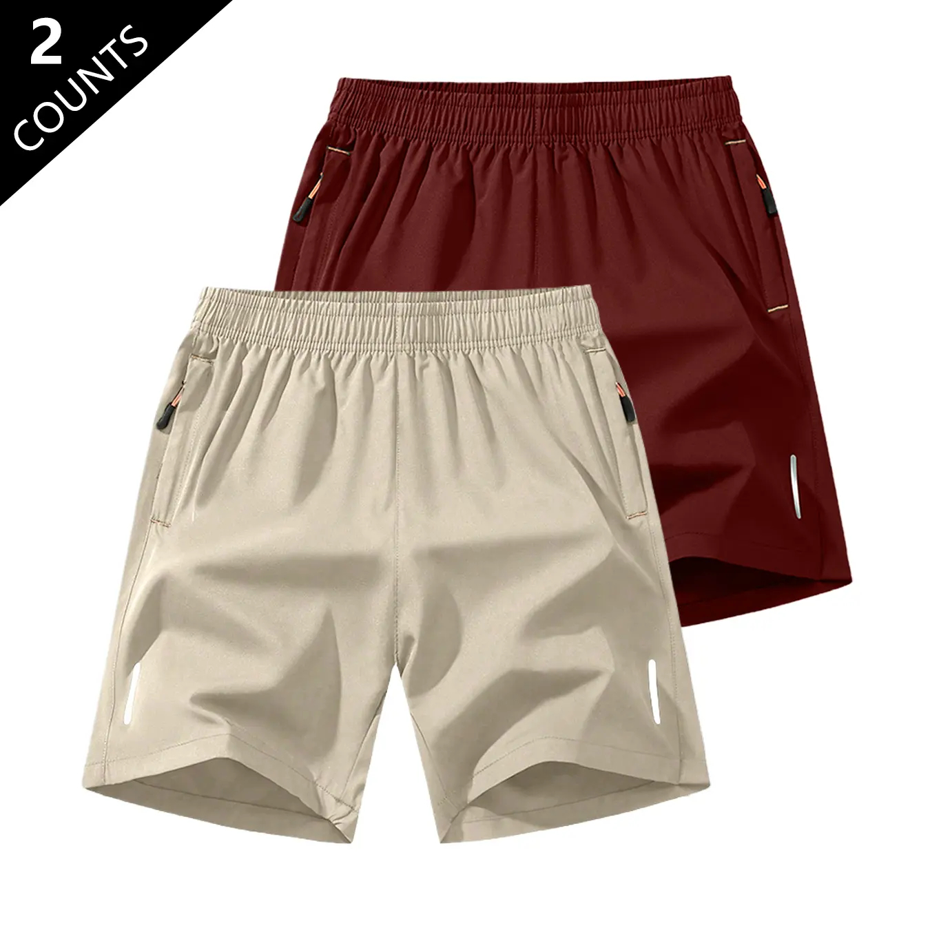 Men’s Breathable Solid-color Shorts with Zippered Pockets 