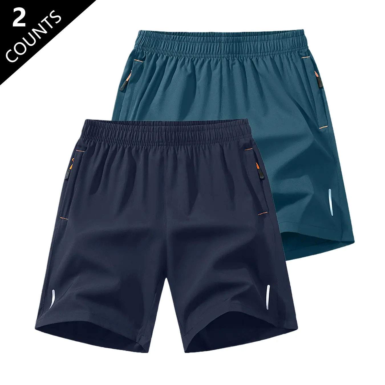 Men’s Breathable Solid-color Shorts with Zippered Pockets 